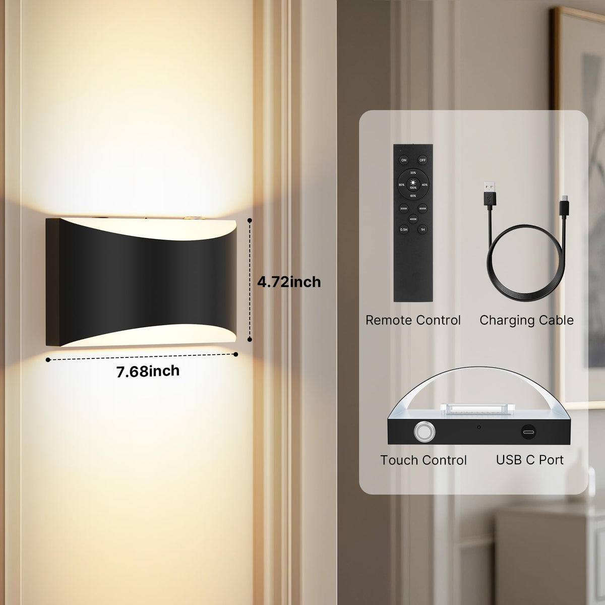 FOLKSMATE wall sconce living room ambience with soft glow