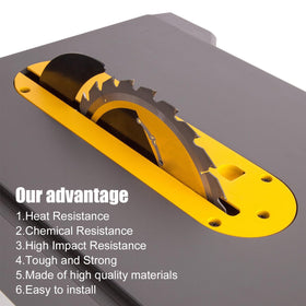 Folosem Dado Throat Plate dimensions show 13-1-2 by 3-11-16 by 7-16 inches