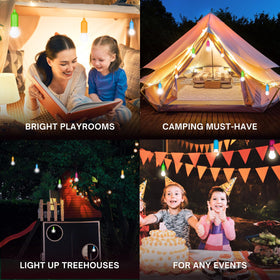 Fomlight battery operated lights with pull chain are easy to switch on in tents.