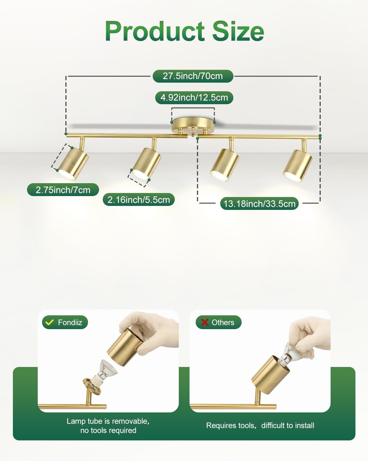 Fondiiz brushed gold finish adds modern style to interiors.