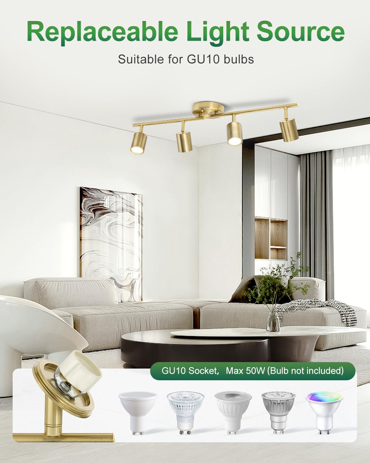Fondiiz removable lamp tube eases bulb installation.
