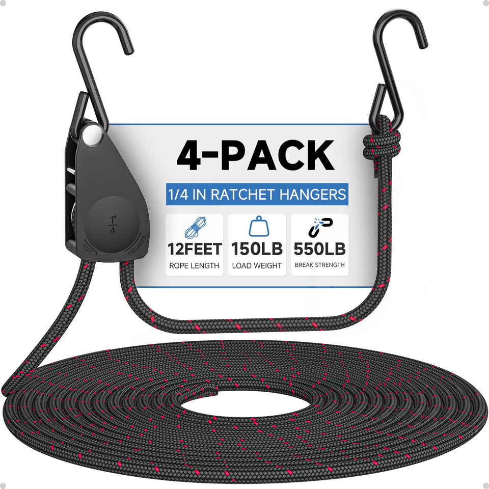 Fondwell 1-4 rope tie-down ratchet ready for quick securing