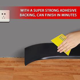 FONUNO black baseboard corner close-up demonstrates clean edge alignment