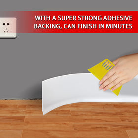 FONUNO peel-and-stick baseboard applied with roller for a smooth fit