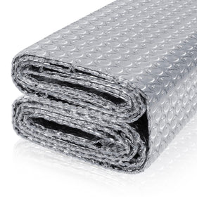 FONUNO Reflective Bubble Insulation on a window for heat reflection and privacy.