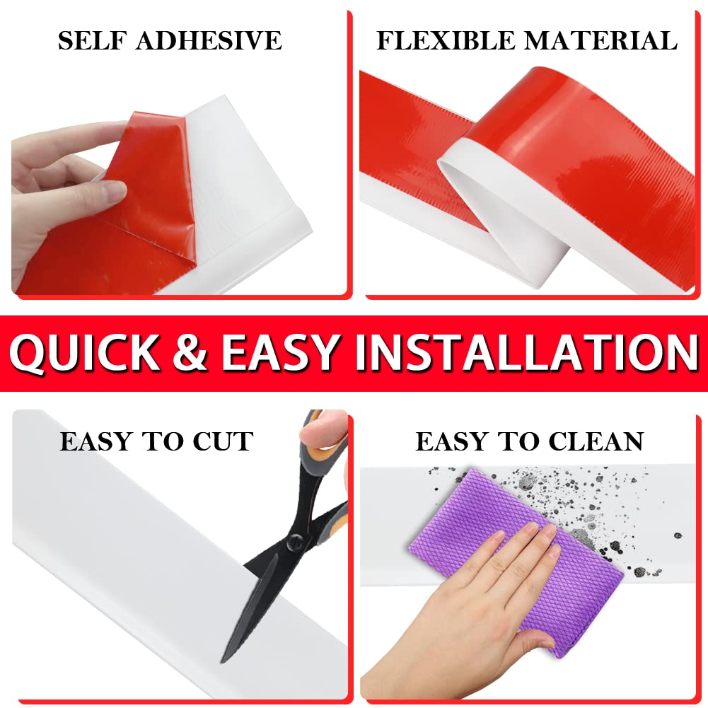 FONUNO self-adhesive baseboard white finish provides edge protection