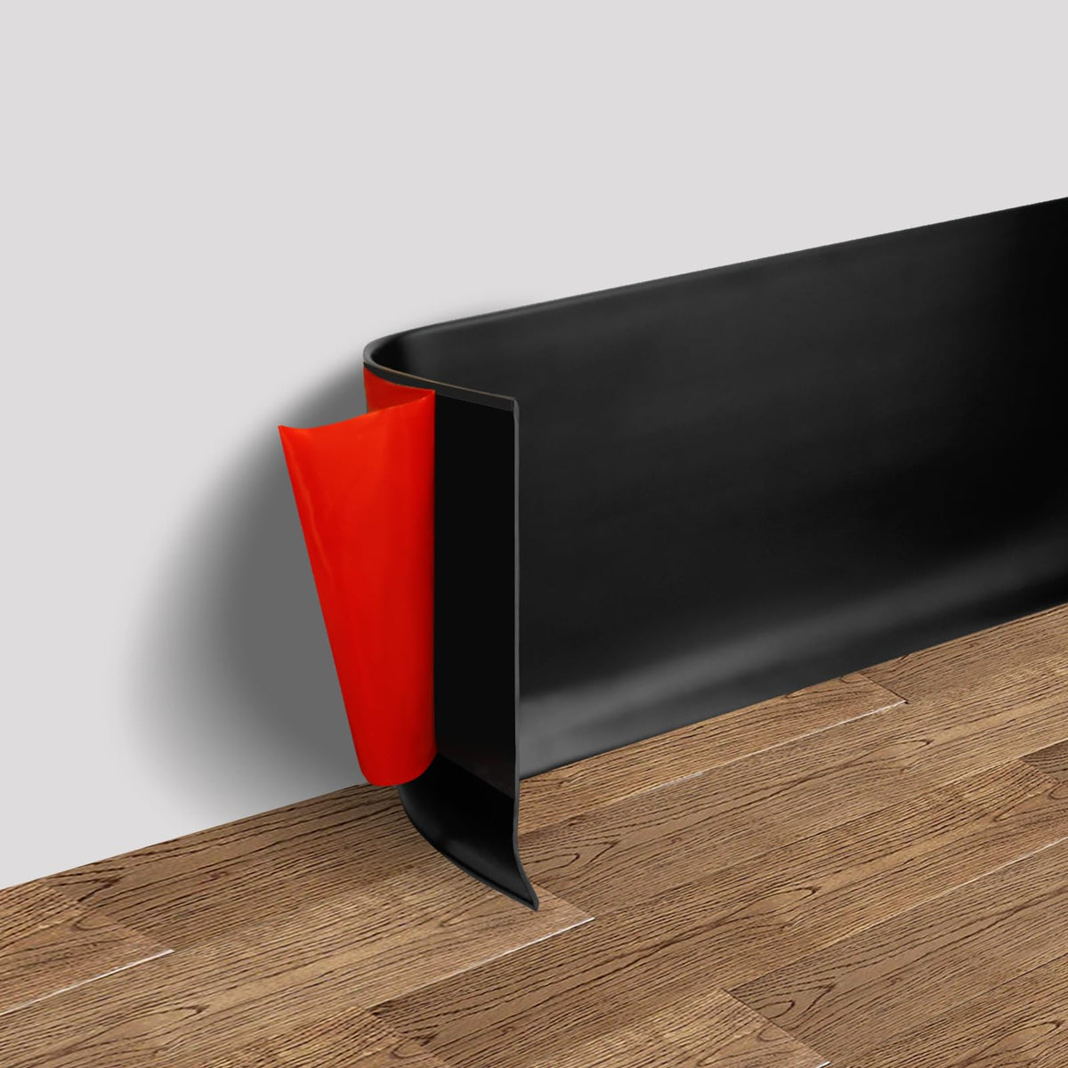 FONUNO vinyl wall base in black on a long 20ft roll for seamless hallways