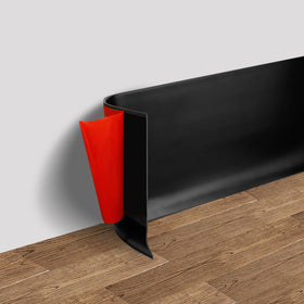 FONUNO vinyl wall base in black on a long 20ft roll for seamless hallways