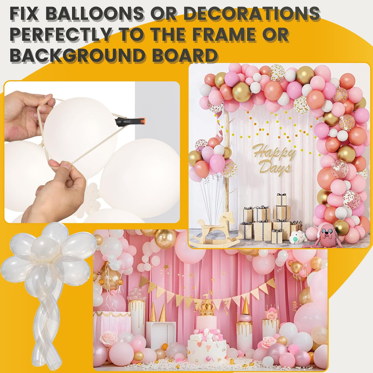 Fooind flower balloon clips add floral accents to balloon arrangements