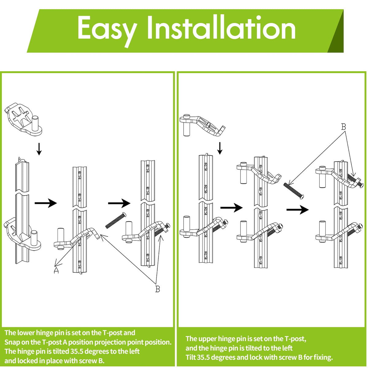 Foozet gate hinge pins enabling a 200 plus degree swing