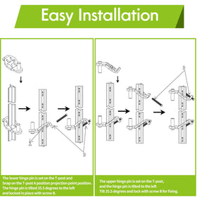 Foozet gate hinge pins enabling a 200 plus degree swing