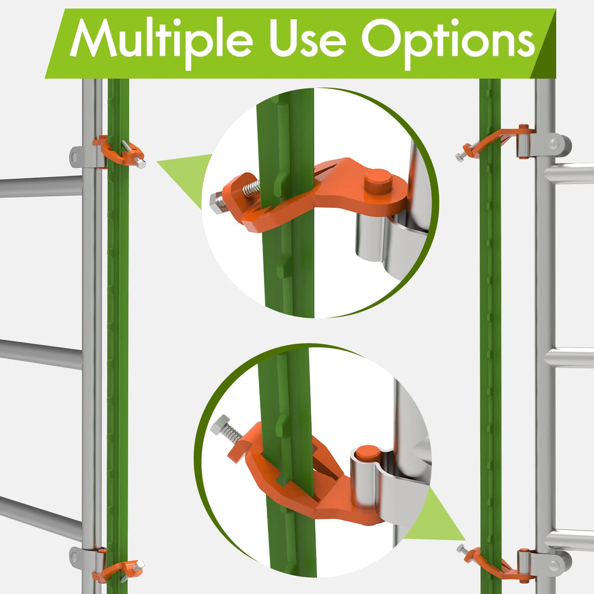 Foozet T-Post hinge pin shown with easy install and included tools