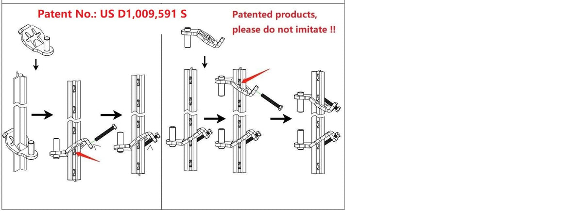 Foozet T-Post Gate Hinge Pins with screws and Allen key for quick installation.