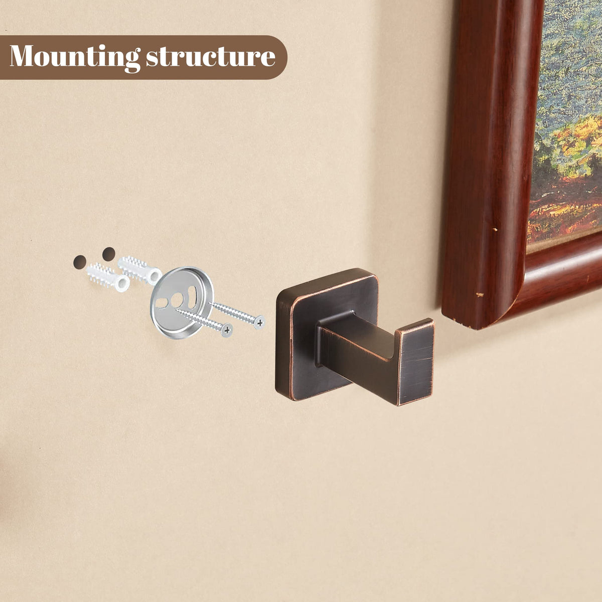 FORBATH installation kit with towel hook and hidden screws for clean look