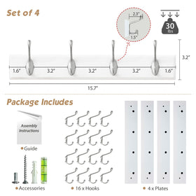 Forbena four-pack coat hooks showing modular horizontal layout