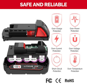 FORBETER Milwaukee 18V battery compatibility chart helps identify the right replacement.