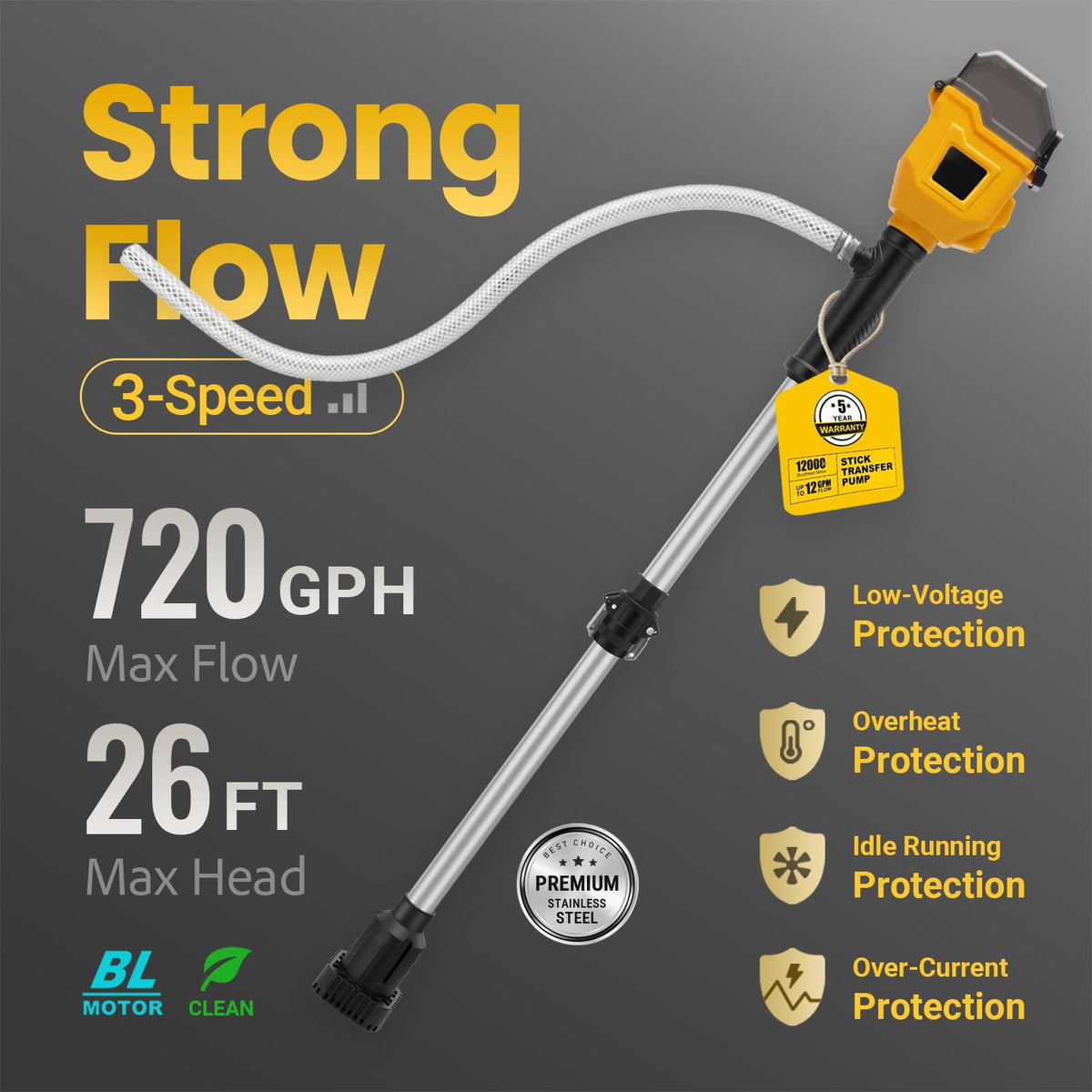 FORDWALT 720-gph-flow-rate shows high-capacity transfer capability.