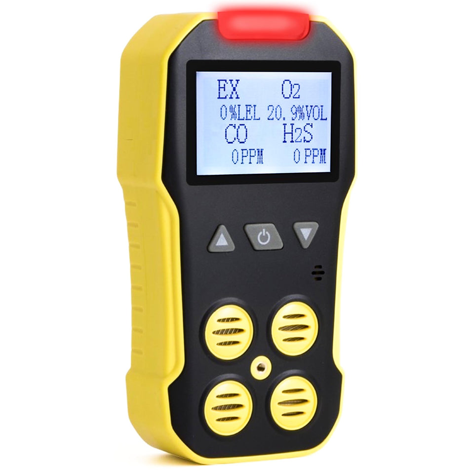 FORENSICS DETECTORS FD USA NIST calibrated 4-gas monitor front view for precise environment readings.
