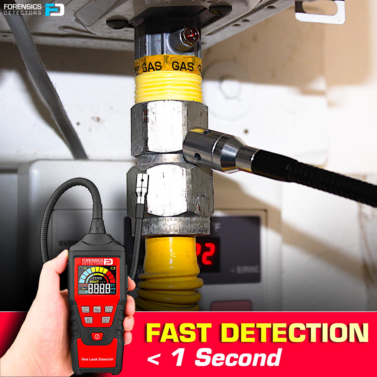 Forensics Detectors FD large color LCD display provides clear readings in busy work sites.