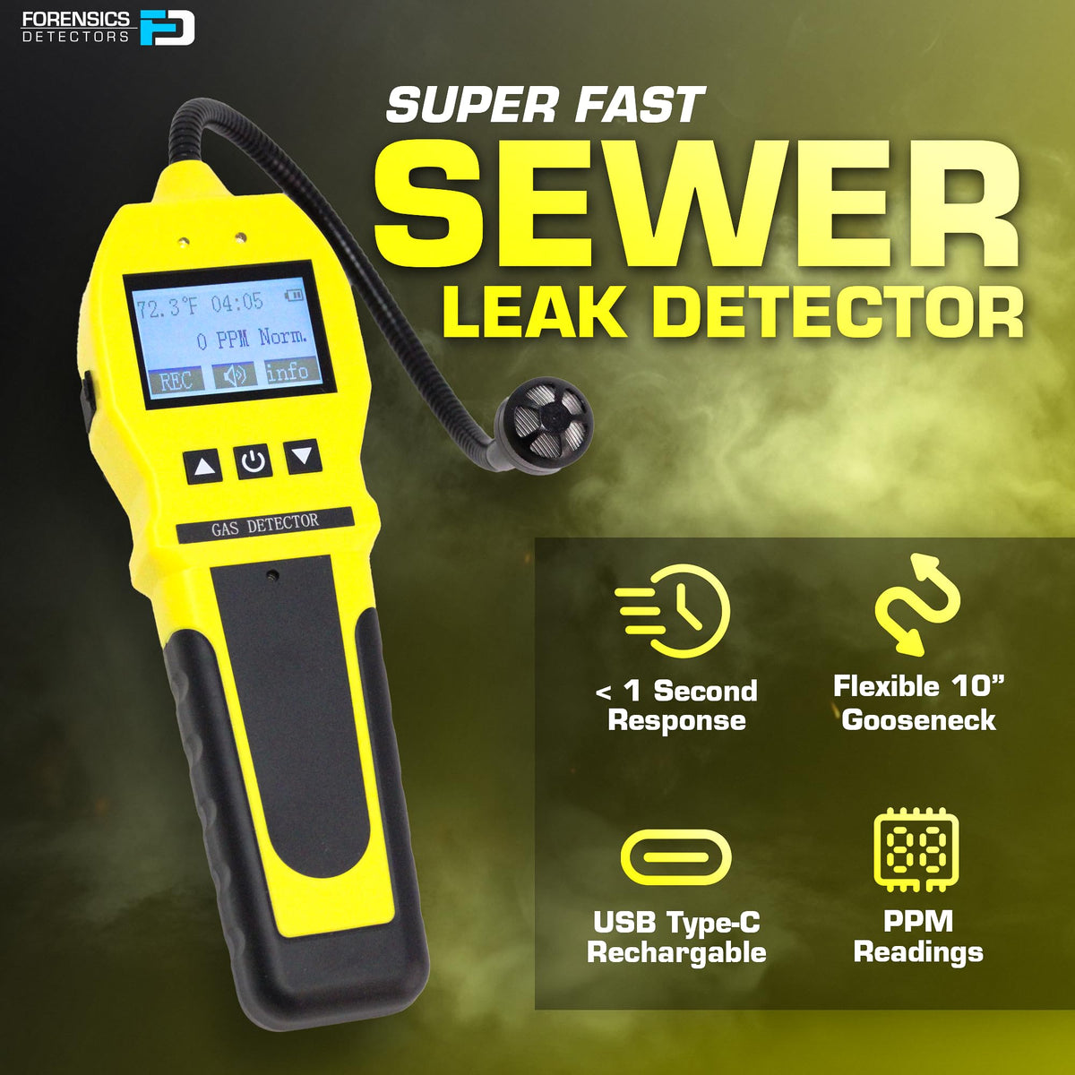 FORENSICS DETECTORS FD installation-scene illustrating bathroom and drain monitoring
