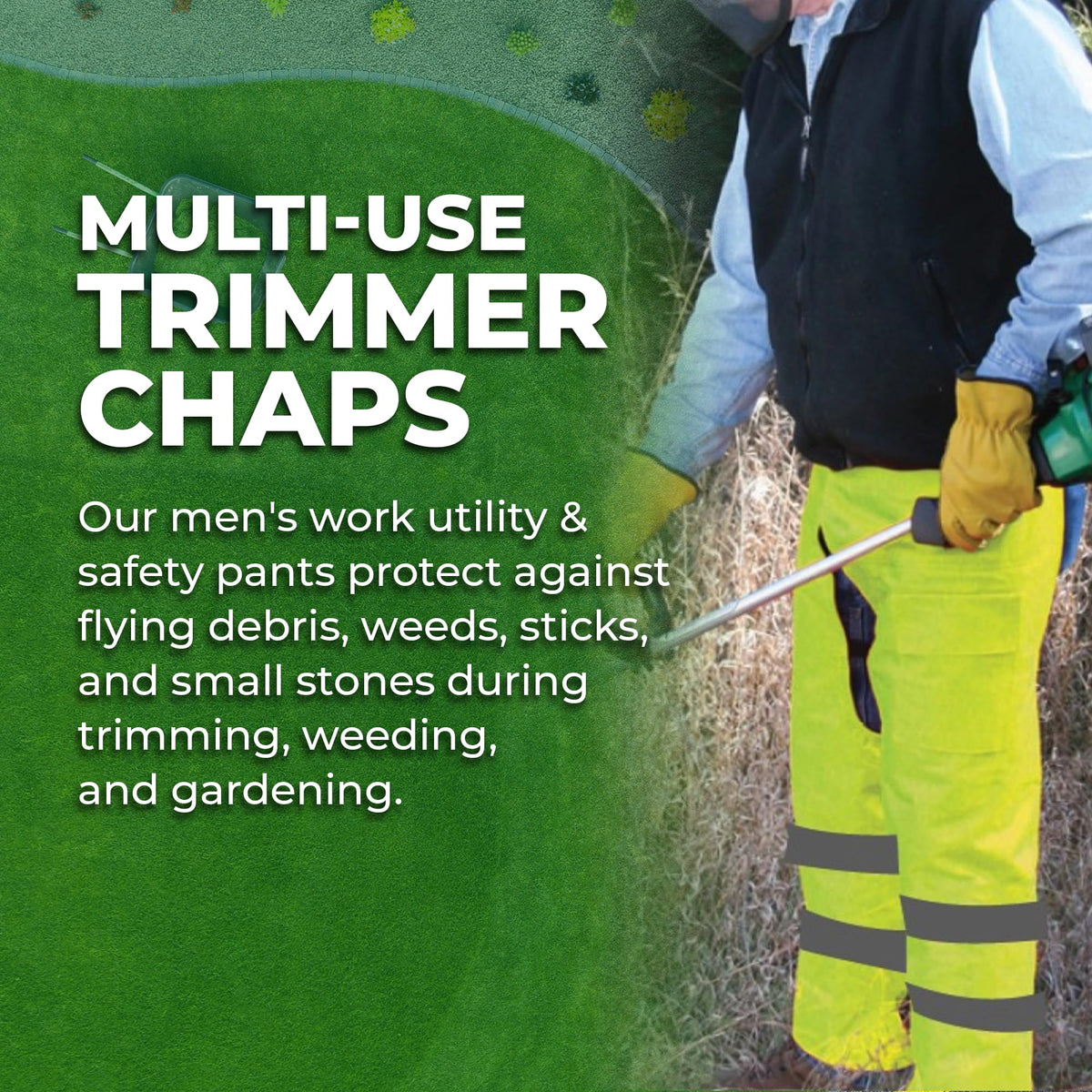FORESTER Trimmer Chaps outdoor use for yard and brush work.
