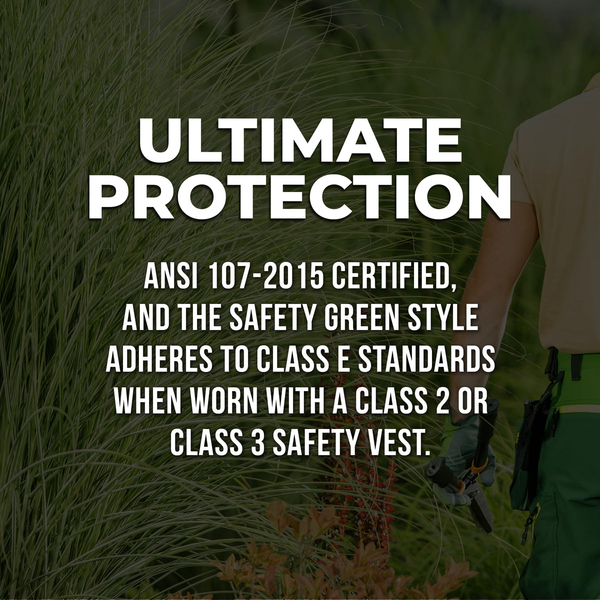 FORESTER Trimmer Chaps ANSI certification and safety compatibility highlighted.