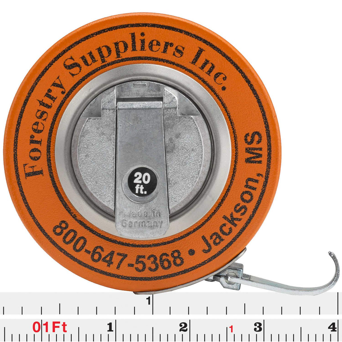 Forestry Suppliers diameter tape showing a 76-inch diameter measurement with clear graduations for quick field sizing.