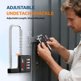 Forge padlock secured on an outdoor gate for fence protection