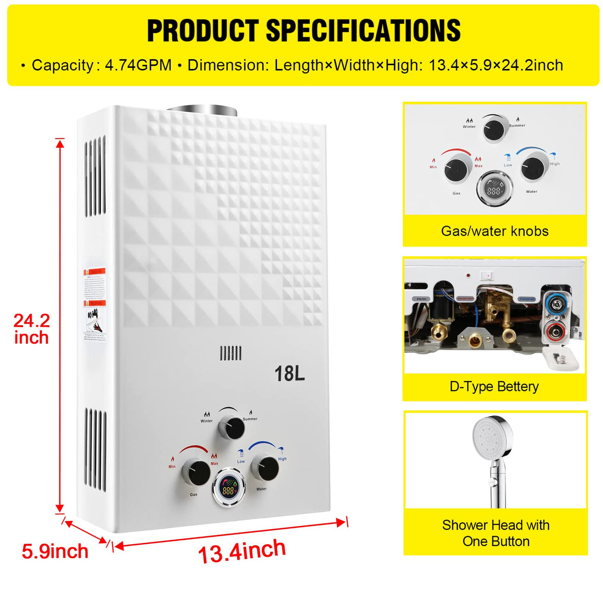 Forimo outdoor portable water heater with digital display enables easy temperature control