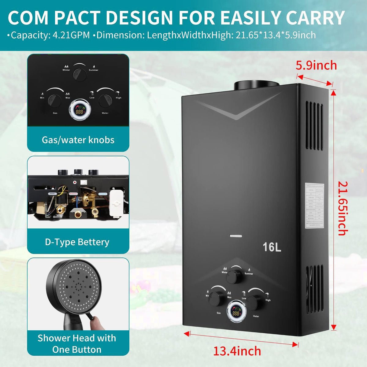 Forimo tankless water heater digital display provides simple on-site control.