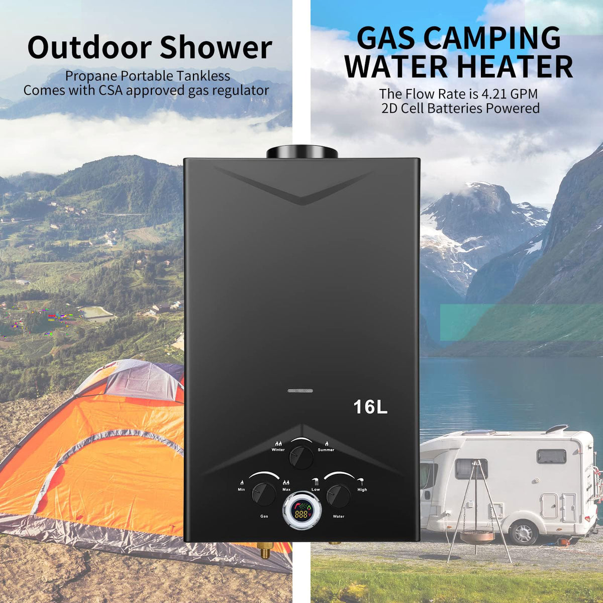 Forimo tankless water heater CSA-certified regulator ensures safe operation.