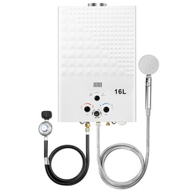 Forimo tankless propane water heater outdoors for camping showers