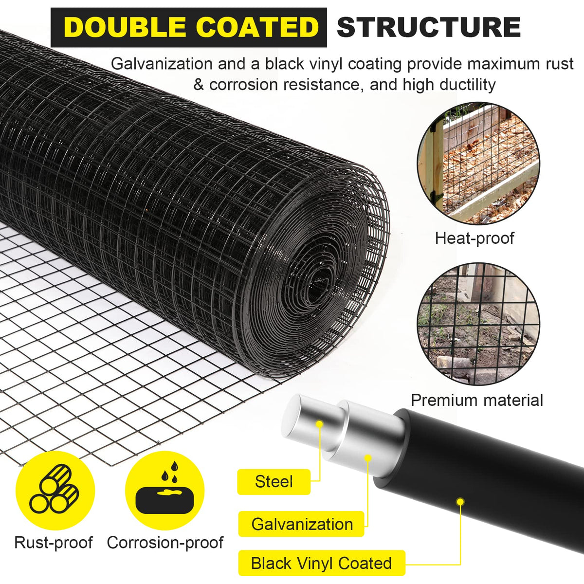 Forimo vinyl-coated black mesh resists rust for outdoor fencing.