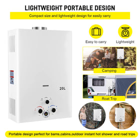 Forimo propane heater interface ports for air water and shower lines.
