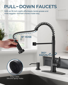 FORIOUS 18-inch hose reaches every corner of the sink.