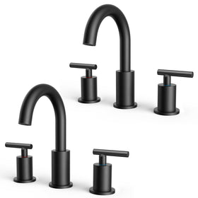 FORIOUS 2 Pack matte black faucet full view for modern vanities.
