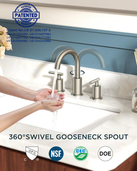 FORIOUS 3-hole bathroom faucet with two handles fits many sinks