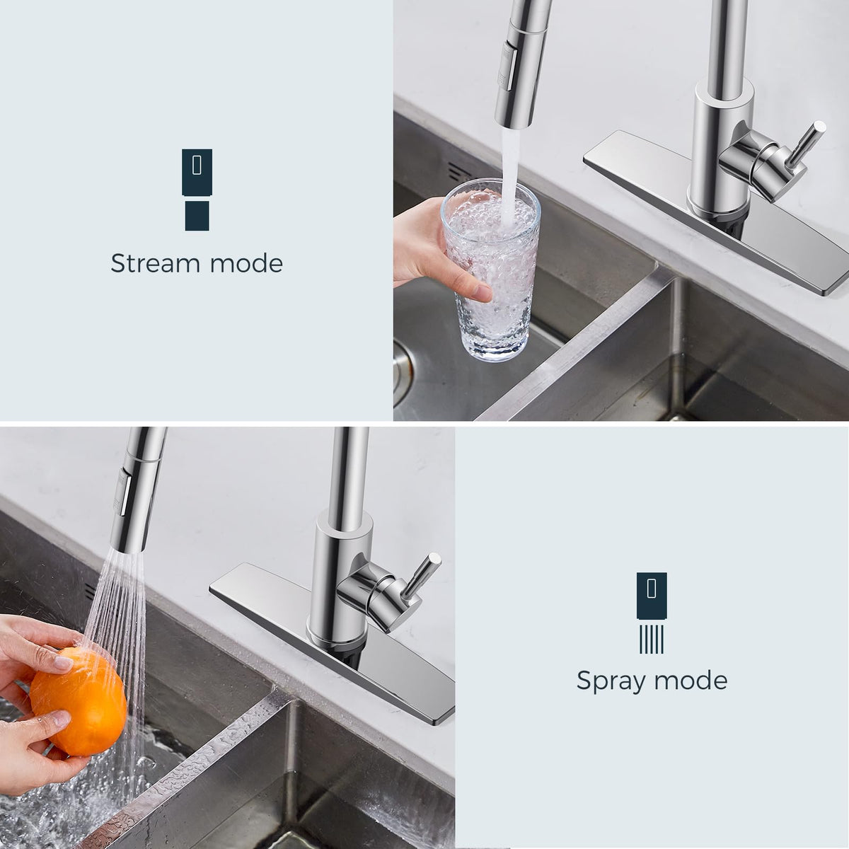 FORIOUS 360-degree swivel reaches every corner of the sink