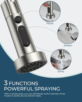FORIOUS 360 degree swivel spout covers the entire sink for thorough rinsing