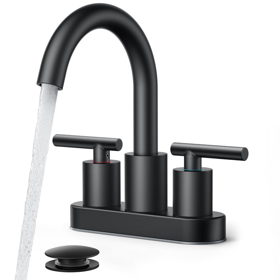 Forious 4-inch centerset faucet black, compact design ideal for small vanities