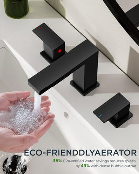 FORIOUS 8-inch widespread faucet offers ambidextrous control for versatile use.