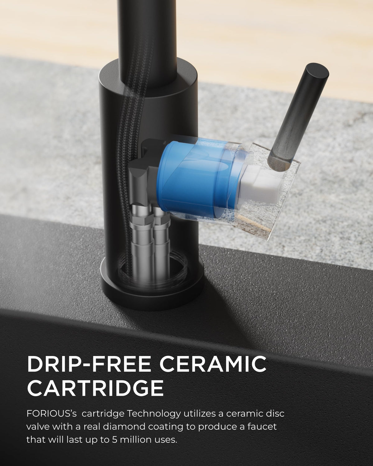 FORIOUS built-in aerator helps conserve water with efficient flow