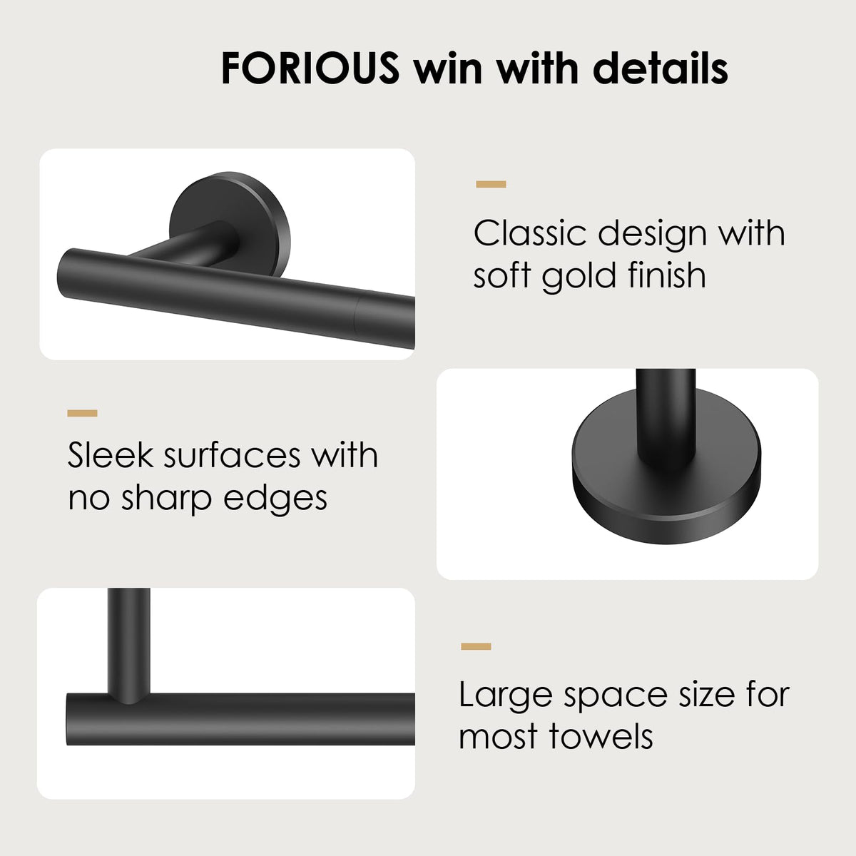 FORIOUS Air-Flow Gap Design enabling fast towel drying