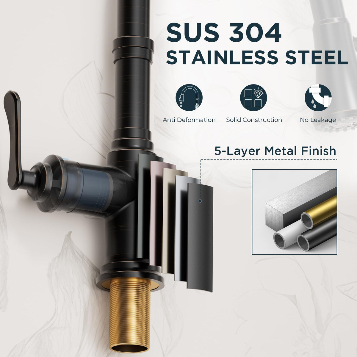 FORIOUS pull-down spray head offering easy cleaning of sink corners.