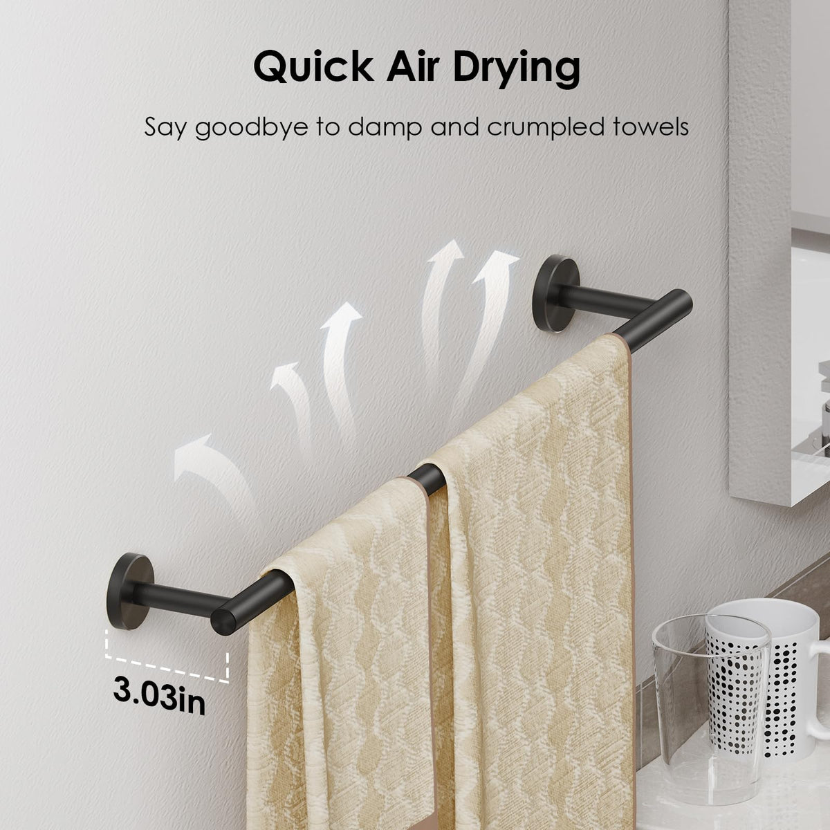 FORIOUS towel ring with 180-degree rotation for flexible placement.