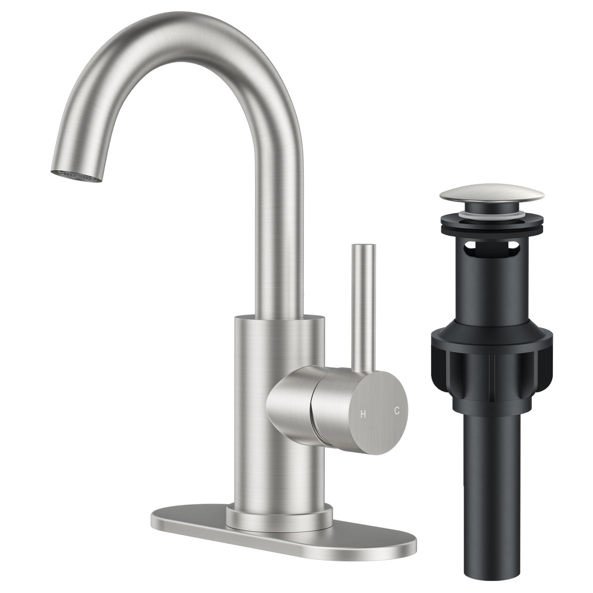 FORIOUS bathroom faucet with brushed nickel 360° spout for versatile use