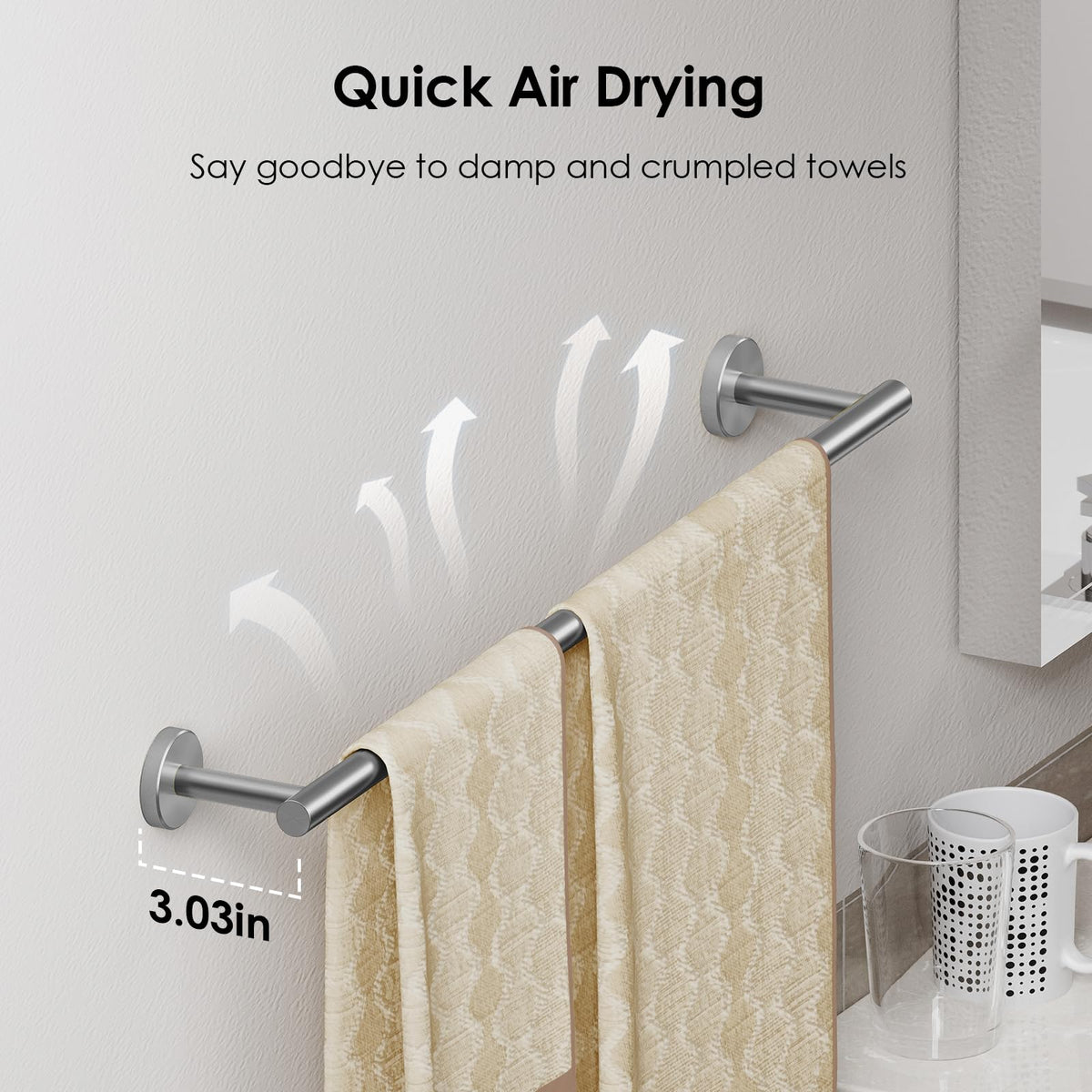 FORIOUS towel ring provides easy one-handed use for quick storage