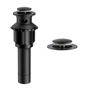 FORIOUS bathroom sink drain with overflow, pop-up in a matte black finish
