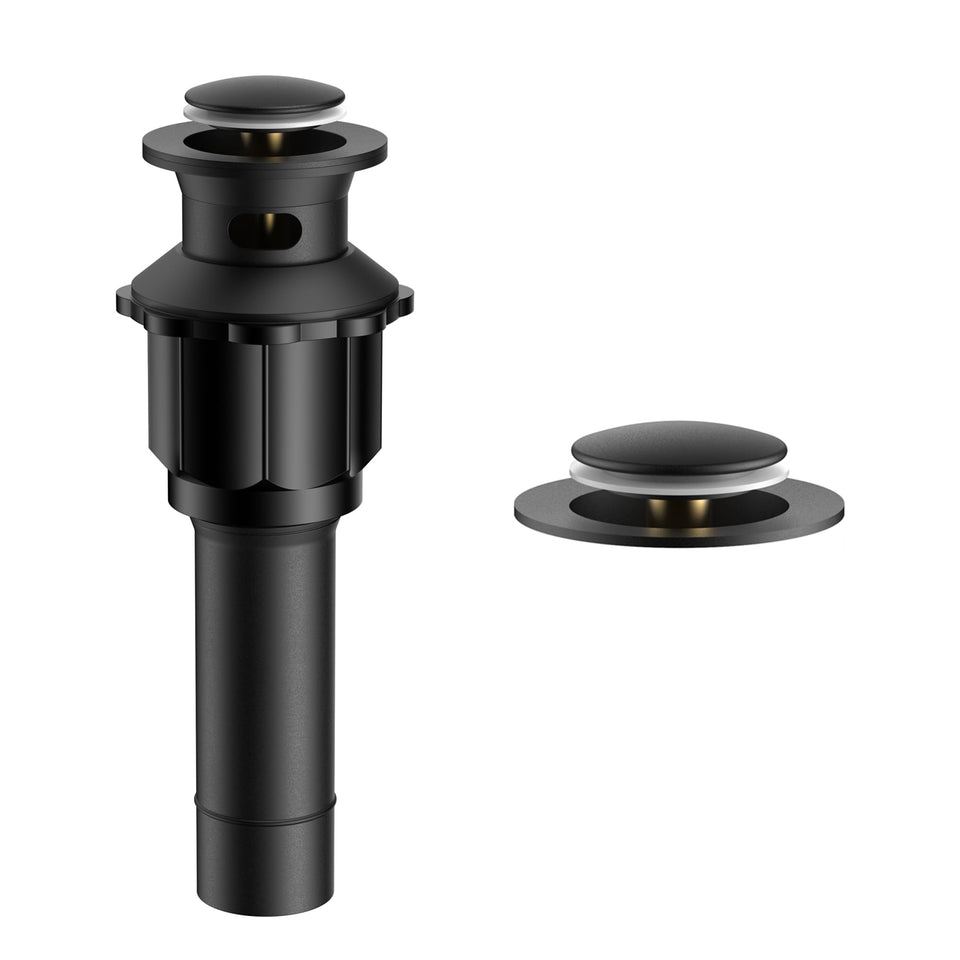 FORIOUS bathroom sink drain with overflow, pop-up in a matte black finish