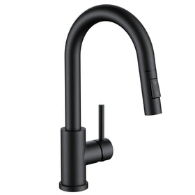 FORIOUS black bar sink faucet with pull-down sprayer for compact kitchen spaces.